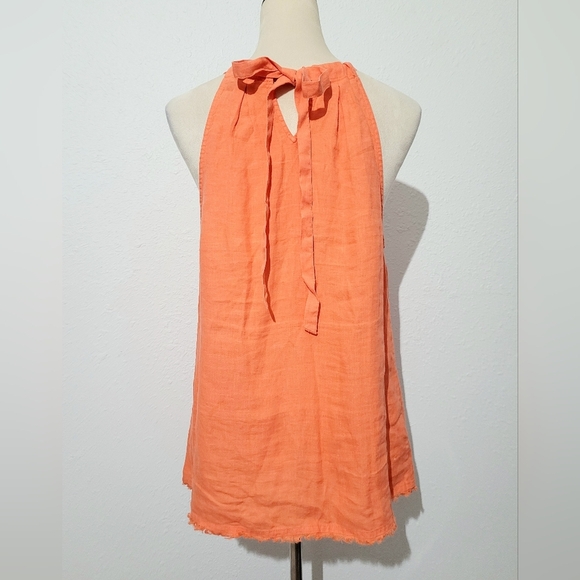 Tommy Bahama Women’s 100% Linen Halter Top SZ Large Orange Tie-Back Summer Tank - Picture 4 of 9